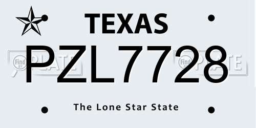 PZL7728 Texas License Plate