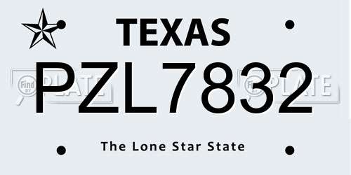 PZL7832 Texas License Plate