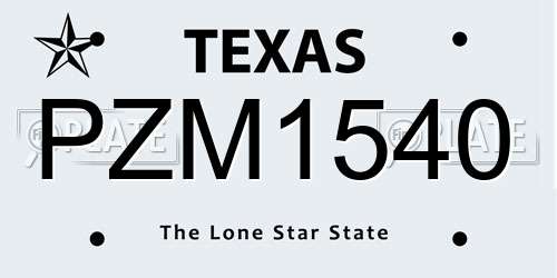 PZM1540 Texas License Plate