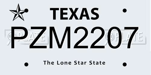 PZM2207 Texas License Plate
