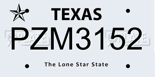 PZM3152 Texas License Plate