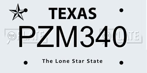 PZM340 Texas License Plate