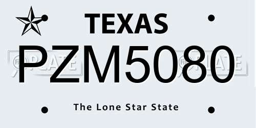 PZM5080 Texas License Plate