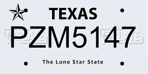 PZM5147 Texas License Plate