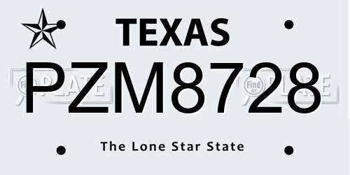 PZM8728 Texas License Plate