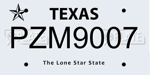 PZM9007 Texas License Plate