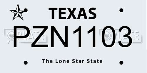 PZN1103 Texas License Plate
