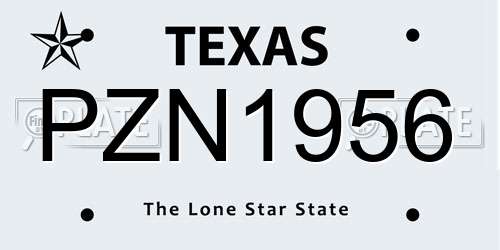 PZN1956 Texas License Plate