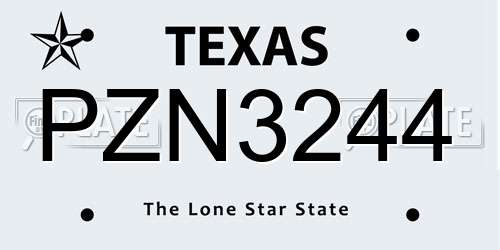 PZN3244 Texas License Plate