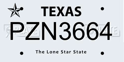 PZN3664 Texas License Plate