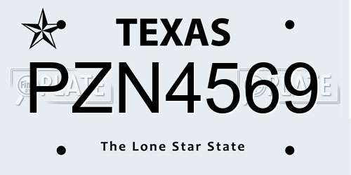 PZN4569 Texas License Plate