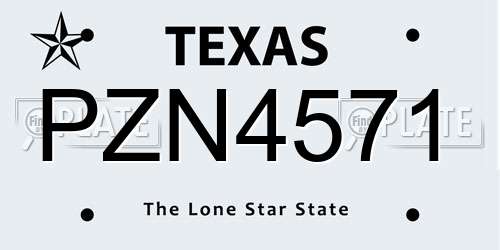 PZN4571 Texas License Plate