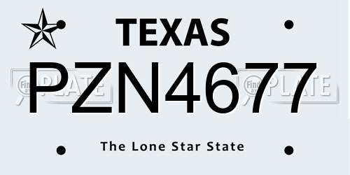 PZN4677 Texas License Plate