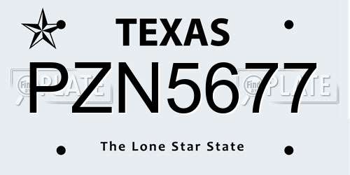 PZN5677 Texas License Plate