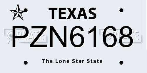 PZN6168 Texas License Plate