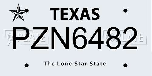 PZN6482 Texas License Plate