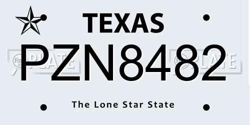 PZN8482 Texas License Plate