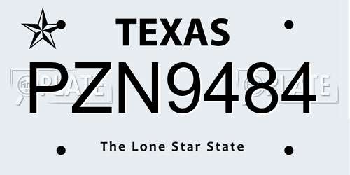PZN9484 Texas License Plate