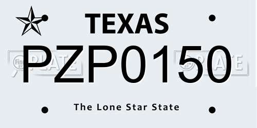 PZP0150 Texas License Plate