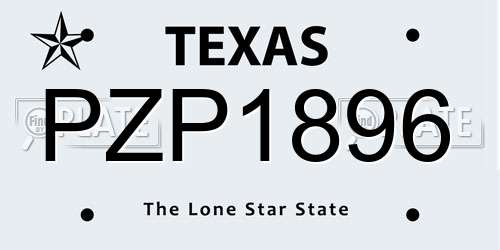 PZP1896 Texas License Plate