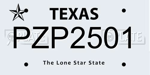 PZP2501 Texas License Plate