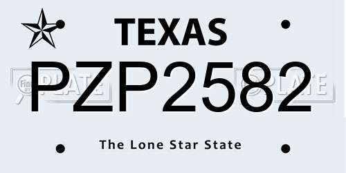 PZP2582 Texas License Plate