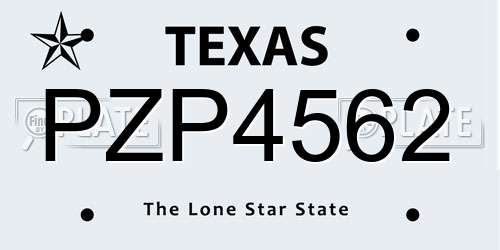 PZP4562 Texas License Plate