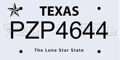 PZP4644 Texas License Plate