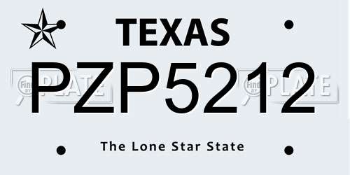PZP5212 Texas License Plate