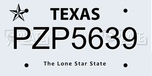 PZP5639 Texas License Plate