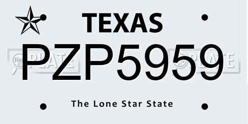 PZP5959 Texas License Plate
