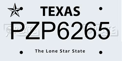PZP6265 Texas License Plate