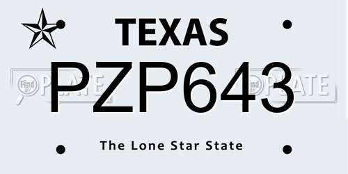 PZP643 Texas License Plate