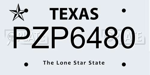 PZP6480 Texas License Plate