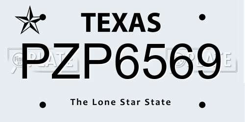 PZP6569 Texas License Plate