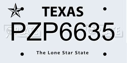 PZP6635 Texas License Plate