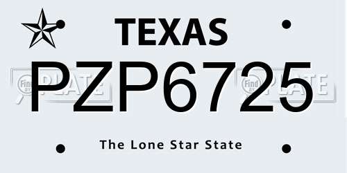 PZP6725 Texas License Plate