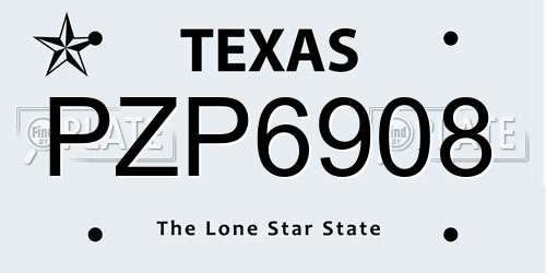 PZP6908 Texas License Plate