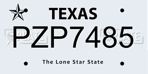PZP7485 Texas License Plate