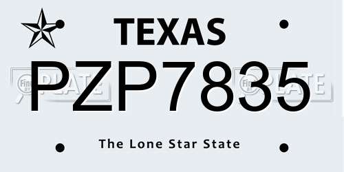 PZP7835 Texas License Plate