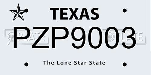 PZP9003 Texas License Plate