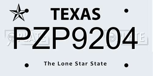 PZP9204 Texas License Plate