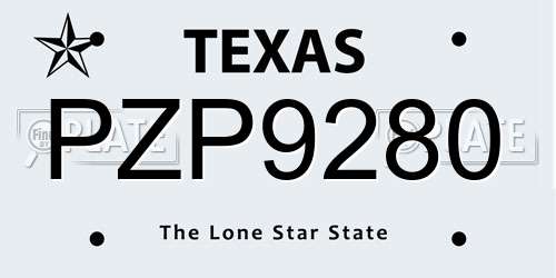 PZP9280 Texas License Plate