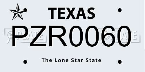 PZR0060 Texas License Plate