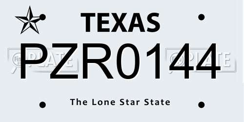 PZR0144 Texas License Plate