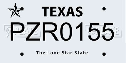PZR0155 Texas License Plate