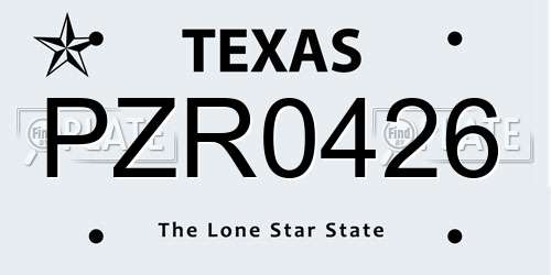 PZR0426 Texas License Plate