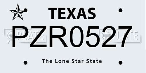 PZR0527 Texas License Plate