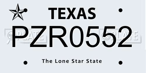 PZR0552 Texas License Plate