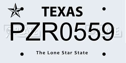 PZR0559 Texas License Plate